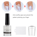Miniatyrbilde 8 av 11: Stempel for negl + skrapeplate + anti-overflow lim (15 ml) - sett med verktøy for neglkunst