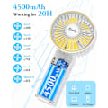 Pikkukuva 4 / 7: Kädessä pidettävä tuuletin, kannettava käsituuletin USB 5200mAh ladattava kokoontaitettava pöytätuuletin, erittäin hiljainen 6-nopeuksinen LED USB C kaulatuuletin, käsituuletin De white