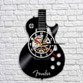 Miniatyrbild 4 av 7: 12-tums vinyl väggklocka vardagsrum studie retro gitarr cd skivväggklocka ljudlös anpassad klocka