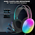 Miniatyrbillede 3 af 8: USB Gaming Headset med mikrofon til pc, RGB Rainbow Baggrundsbelyst, Virtuel 7.1 Surround Sound, 50mm Driver, Bløde Memory Øremuffer, Kablet Bærbar