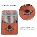 Miniatyrbillede 10 af 11: 17 Key Kalimba Finger Thumb Piano Solid Mahogany med lydhul Reindeer Horn Pattern(Burlywood Color )