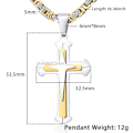 Pikkukuva 4 / 6: Ristiriipus Kaulakoru Miehille Pojille Ruostumaton Teräs Kulta Hopea Bysantti Ketju 22 24 26 28 30 Tuumaa Layered Silver Cross Gold Silver Tone