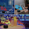 Miniatyrbillede 4 af 6: JUSTUP Tog Natlys 3D Illusion Lampe 16 Farver Skiftende med Fjernbetjening Dim Funktion