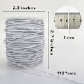 Miniatyrbilde 2 av 7: Elastisk snor for armbånd, 1 mm x 110 meter robust, elastisk snor for smykkefremstilling, halskjeder, perling - hvit White Black and White