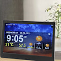 Miniatyrbild 11 av 11: Digital kalender väckarklocka 10 tum stor display WiFi automatisk dimbar datum dag väckarklocka med fjärrkontroll för hem  Svart