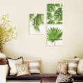 Miniatyrbild 2 av 7: Wekity Botaniska Väggkonst Tryck Set om 3 Tropiska Löv Canvas Dekor Växtblad Boho Väggdekor Bilder Gröna Boho Posters Konst Set Sovrumsdekorat