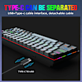 Miniatyrbild 3 av 7: Dubbelfärgad cyan-axel mekaniskt tangentbord, 68 tangenter, RGB flera bakgrundsbelysta tangentlinjeseparerande spel tangentbord, snygga kontorsspel.