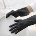Miniatyrbilde 4 av 5: 1 par sorte hansker hjem vask rengjøring hansker hage kjøkken oppvask fingre gummi oppvask husholdning rengjøring hansker