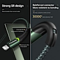 Pikkukuva 4 / 5: USB-Lightning iPhone -datakaapeli ja latauskaapeli, tukee nopeaa latausta ja datan synkronointia (Vihreä, 1,2 m), Nylonpunottu, USB-A, Yhteensopiva