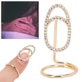 Miniatyrbild 10 av 11: Nagelringar för kvinnor med strass, utsökt och trendigt nagelöverdrag, nagelkonstdekoration, guld
