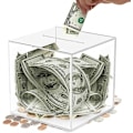 Miniatyrbild 1 av 5: Genomskinlig Spargrisa för Vuxna och Barn Transparent Spargrisa för Vuxna Måste Brytas för att Öppnas Akryl Oöppningsbar Spargrisa för att Hjälpa Budget