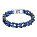 Miniatyrbillede 1 af 6: Herrearmbånd i rustfrit stål med to-tone firkantede led i sort og blå ion-belagt sort
