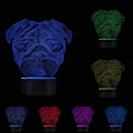 Miniatyrbillede 1 af 6: WJ 3D Sød Fransk Bulldog Mops Form Nyhed Bordlampe LED Nattelys Hjem Indretning Kæledyr Hund Hvalp Dyr 3D Optisk Illusion Lys