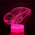 Miniatyrbillede 1 af 5: WJ 3D Bil Natlys LED Lampe Illusion 7 Farve Skiftende Touch Switch Bord Dekoration Lamper Fødselsdag Gave Akryl Base USB Kabel Legetøj