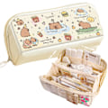 Miniatyrbillede 1 af 5: Pencil Pouch Multi-Layer Stor Kapacitet Capybara Print Særpræget Sjov Sød (Beige-2) Beige-2
