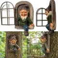 Miniatyrbild 1 av 6: SAYTAY Elf Ut Ur Dörren Trädkram Gnome Trädgårdsstaty, Trädgårdskikare Gårdskonst Nyckfull Träd Skulptur Trädgårdsdekoration ST-001