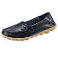 Miniatyrbild 1 av 4: Damloafers - Casuala slip-on loafers i läder för kvinnor - Bekväma körsko för utomhuspromenader - Svarta (storlek 41)