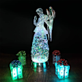 Miniatyrbillede 2 af 5: LED Lysende Engel Figur Batteridrevet med 6H Timer, Tricolor Skiftende Hvirvlende Glitter Engel Vandlampe Julehjem Dekoration