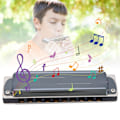 Pikkukuva 8 / 11: Blues Harp Harmonica 10-reikäinen Suupielisoitin Eb-sävellaji Musiikkilahjat Fosforibronsiääni Vihreä (Musta)