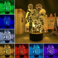 Miniatyrbillede 5 af 7: WJ Anime Lampe LED Natlampe RGB 16 Farver Skiftende Berøring med Fjernbetjening 3D Illusion Natlampe til Børneværelse Dekoration