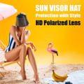 Miniatyrbild 3 av 4: Visirhatt med HD-polariserade linser, skyddande UV-skydd, justerbart svettband, utomhus, golf, strand (blå)