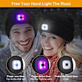 Miniatyrbilde 3 av 5: LED Vinterlue for Menn - Vinterlue med LED - 4 LED Hodelykt Lue - LED Hodelykt Vinterlue - Strikket Lue - Svart