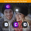 Miniatyrbillede 3 af 5: LED Vinterhue Mænds Vinterhue LED Hue 4 LED Forlygte Hue LED Forlygte Vinter Strikhue Sort
