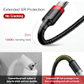 Pikkukuva 2 / 5: Type-C kaapeli USB Micro 2A lataus- ja datakaapeli 2m, Punainen, Musta