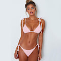 Miniatyrbild 1 av 4: Kvinnors push-up vadderad bikini set stroppig baddräkt strandkläder Pink S