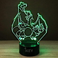 Miniatyrbild 7 av 8: 3D Illusion Charizard LED-nattlampa, 7 färger gradvis ändring USB-touchbrytare 3D visuella lampor för semestergåvor eller heminredning