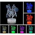 Miniatyrbillede 2 af 7: WJ 3D Illusion Natlampe LED Skrivebordslampe Touch Control 7 Farveændring til Hjemmedekorationer eller Børns Feriegaver hjältar