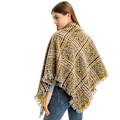 Miniatyrbillede 3 af 3: Kvinde Chunky Plaid Tartan Tjekket Blød Børstet Halstørklæde Wrap Kvast Trim (Gul)