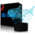 Pikkukuva 1 / 9: 3D Hai-yövalo LED-illuusiolamppu 7 väriä vaihtuva pöytälamppu kosketusohjauksella USB-kaapelilla Makuuhuoneen sisustus Juhla- ja syntymäpäivälahjat Lelut