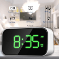 Miniatyrbild 3 av 5: 12/24 timmars digital väckarklocka för sovrum, 5-tums LED-skärm, digital väckarklocka för barns sovrum - vitt skal grön typsnitt