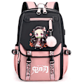 Miniatyrbillede 1 af 7: 1 stk. Demon Slayer Anime Hero Prints Nylon Rygsæk, Stor Kapacitet Multi-funktionel Rygsæk Til Skole, Arbejde, Vandring, Shopping, Rejser