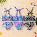 Miniatyrbild 4 av 4: Print barnsele badkläder flickor bikini set --- färgglada (storlek 120)