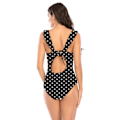Miniatyrbillede 2 af 3: Kvinde V-hals Enkelt Stykke Badetøj Ruffle Tie Cover Mave Slim Enkelt Stykke Monokini  (Polka dots) S