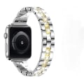 Miniatyrbild 1 av 5: Diamantset metallklockarmband Iwatch kompatibel med SE Series 6/5/4 armband --- Silver Gold（40mm）