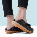 Miniatyrbilde 3 av 4: Moccasiner for kvinner, casual slip-on dress moccasiner, komfortable skinnsko for kvinner, utendørs gåflate sko ----Svart (størrelse 40)