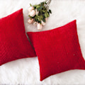 Miniatyrbillede 7 af 9: Pudebetræk 20x20 Jule Dekorative Sæt af 2 Solid Supersoft Cordfløjl Striber Firkantede Pudebetræk, 20 x 20 tommer (50cm), Rød