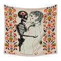 Miniatyrbillede 1 af 2: Wekity Skull Blomsterpige Gobelin Hjem Gobelin Æstetisk Kunst Hjem Baggrund Stof Dekoration Gave (GT330023, 51 X 59 Tommer)