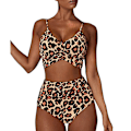 Miniatyrbillede 1 af 2: Damer Wrap Bikini Sæt Push Up Høj Talje Todelt Badetøj Split Slange Skind Print Badetøj til Svømning Vandsport (Leopard print) S