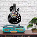 Miniatyrbild 3 av 7: 12-tums vinyl väggklocka vardagsrum studie retro gitarr cd skivväggklocka ljudlös anpassad klocka