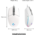 Miniatyrbilde 5 av 5: Kablet spillmus, 8000 DPI, Rainbow optisk effekt LIGHTSYNC RGB, 6 programmerbare knapper, innebygd minne, skjermkartlegging hvit ST-001