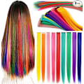Miniatyrbilde 1 av 5: Regnbuehår Extensions Farget Hår Extensions Clip In/On For Jenter Hår Tilbehør Parykk Stykker For Kvinner 9PCS