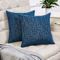 Miniatyrbilde 6 av 8: Set med 2 mørkeblå putetrekk Rustikk lin dekorative firkantede pynteputer 20x20 tommer for sofa sofadekorasjon