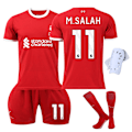 Miniatyrbillede 1 af 2: Liverpool Børnefodbolddragt 2023-2024 med Strømper og Knæbeskyttere - Nr. 11 M.SALAH#22 No.11 M.SALAH #22