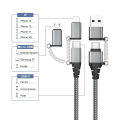 Miniatyrbild 2 av 5: USB C Multi Snabbladdningskabel PD 3A Data Synk Nylon Flätad Sladd USB A/C till Typ C/Micro/iPhone Adapter QC Snabbladdning Kompatibel med iPhone Lap