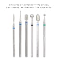 Miniatyrbild 11 av 11: 6 st/förpackning Rostfritt stål Nagelkonst Borr Bits Kit Nagelborr Tillbehör Manikyrverktyg JG#8