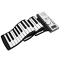 Miniatyrbillede 2 af 11: Blød silikone keyboard klaverrulle foldbar bærbar 61-tasters sort hvid med højttaler
